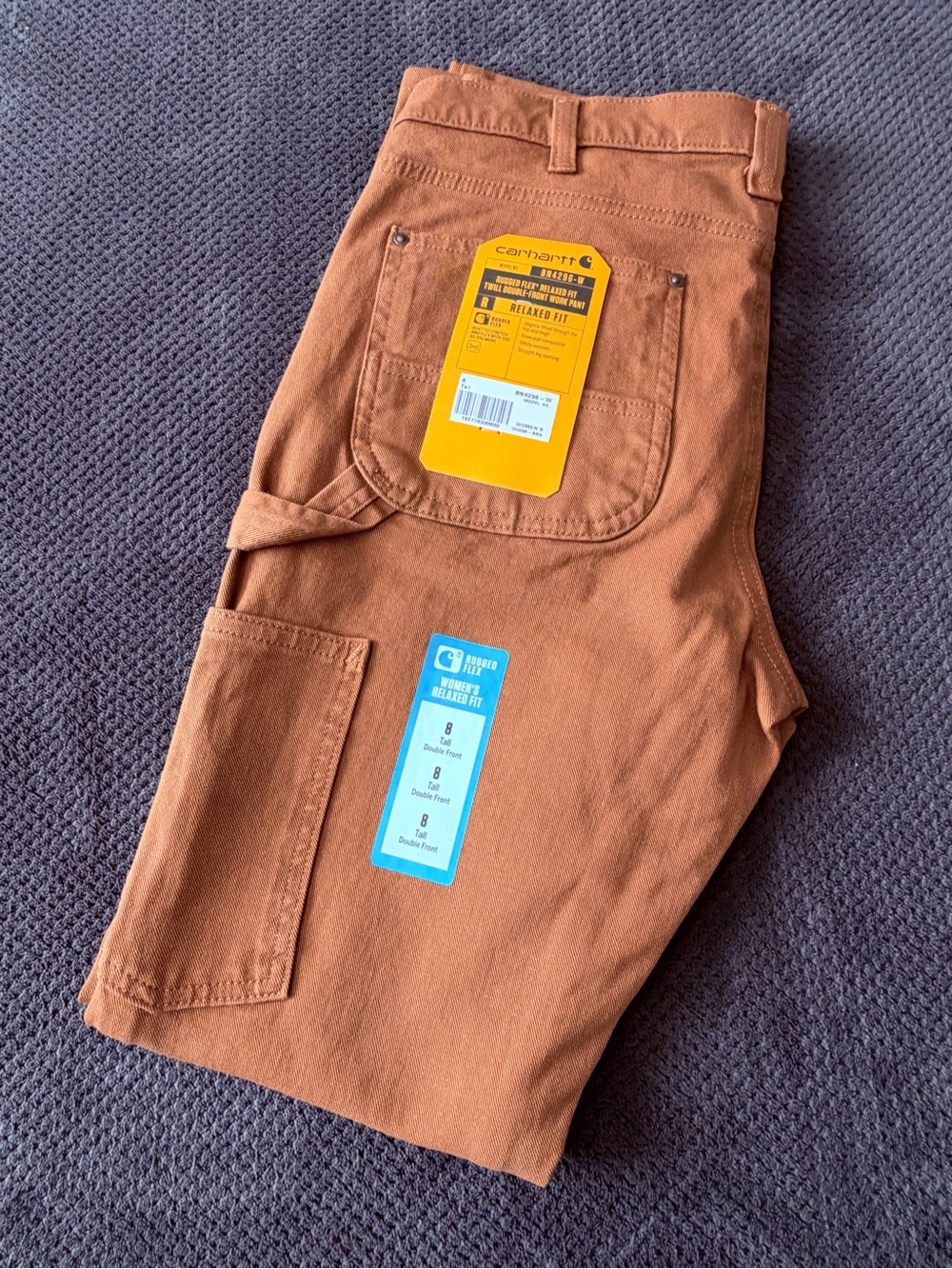 Carhartt Women's Rugged Flex Relax Fit Twill double knee work pants size 8 tall